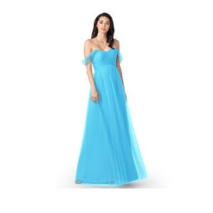 Azazie Strapless Light Blue Gown